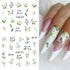 12 Sheets Lily Flowers Nail Stickers Water Transfer Decals Slider Nail Art Decorations White Flower Green Leaf Geometric Line Sliders Spring Flora...