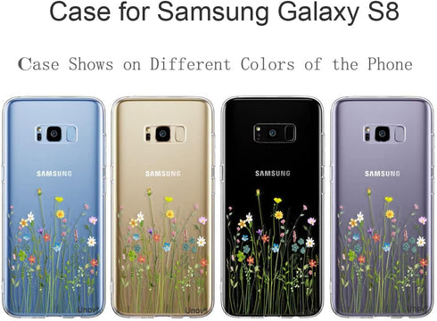 Unov Case Compatible with Galaxy S8 Clear with Design Soft TPU Shock Absorption Slim Embossed Floral Pattern Protective Back Cover (Flower Bouquet...