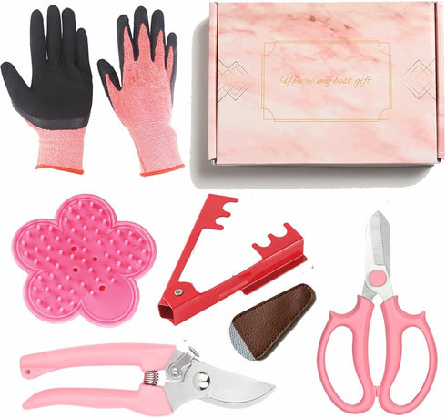 Garden Tool Set Home Gardening Tools Kit with Flower Pruning Shears Scissors Grass Trimmer Garden Hose Nozzle Sprinkler Irrigation Tools for Lawn ...