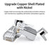 10 Pack Cat7 Cat6A Pass Through Shielded RJ45 Connector Modular Network 50? Gold-Plated Plug for Cat 6, Cat 6A, Cat 7 and Cat 8 with Strain Relief...