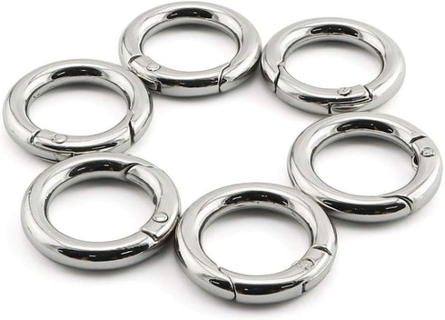 JCBIZ 6pcs Zinc Alloy Round Spring Snap Hooks Clip DIY Accessories for Handbag Purse Shoulder Strap Key Chains,20mm/0.78in Inner Diameter Circle M...