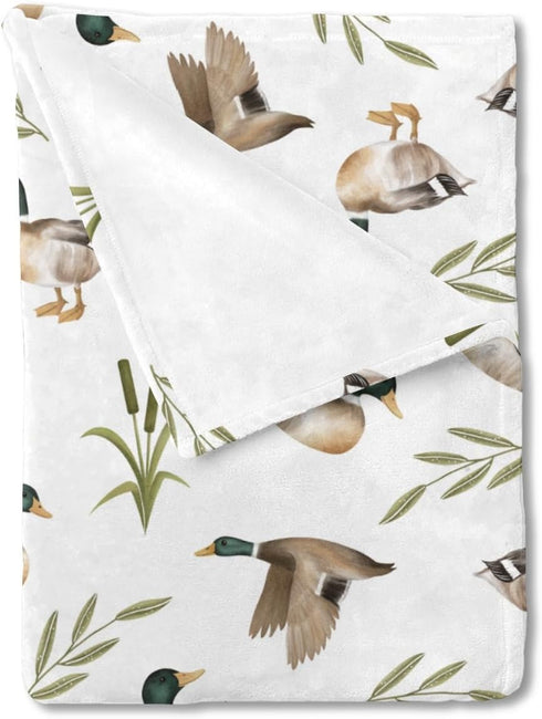 Vintage Mallard Duck Leaves Baby Blanket for Boy Girl Duck Hunting Flannel Soft Swaddle Blanket Wild Duck Receiving Blankets Warm Newborn Toddler ...