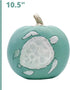 Needzo Turquoise Faux Pumpkins Nautical Bathroom Decor for Vacation Homes, Fall at The Beach Fake Pumpkin with Glittery Painted Turtle, 7 Inches...