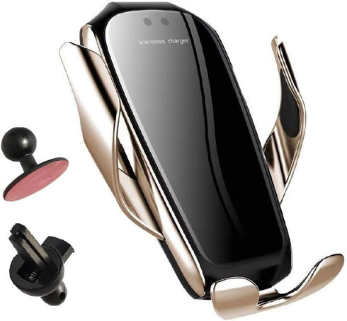Wireless Car Charger Mount, Auto Clamping 10W 7.5W Fast Charger for iPhone 12/12 Pro max/12 Pro/11/11Pro max/11 Pro/X/XR/XR max Samsung (Champagne...