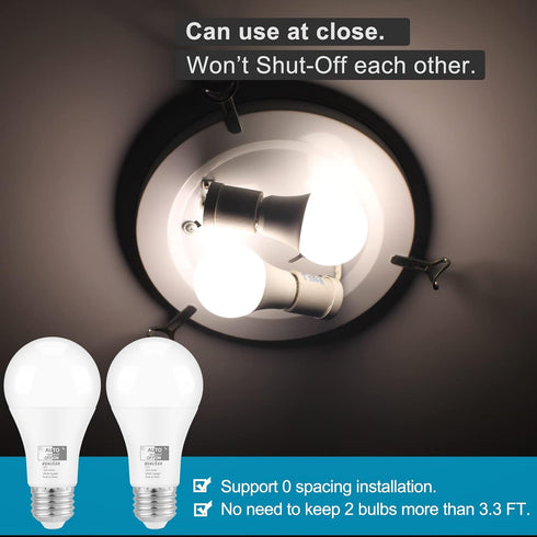 Dusk to Dawn Light Bulbs Outdoor, 60W Equivalent, Daylight, LED 9.5W, A19, 2-Pack, HQ-H011...