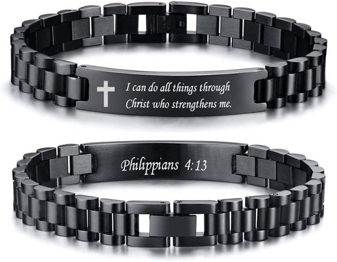 VNOX Personalized Religious Jewelry-Engraved Inspirational Christian Faith Bible Verse Quote Wristbands Elegant Link Bracelet Encouragement Gift,C...
