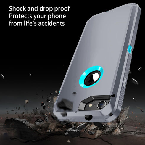 for iPhone 8 Case,iPhone 7 Case,Built-in Screen Protector, Shockproof 3-Layer Full Body Protection Rugged Heavy Duty High Impact Hard Cover Case f...