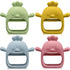 4 Packs Baby Teething Toy Silicone Teething Toys for Babies Over 6 Months Anti Dropping Wrist Hand Teethers Mitten Chick Baby Chew Toys for Suckin...