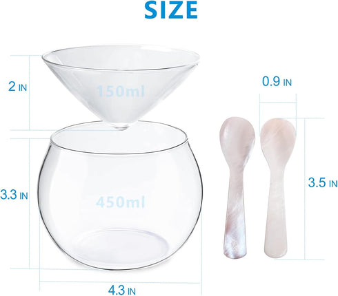 ThougrLyh Caviar Server Set Glass Caviar Dish with 2 Pcs Shell Caviar Spoons Chiller Server with Ice Holder for Shrimp Ice Cream Martinis and Cock...