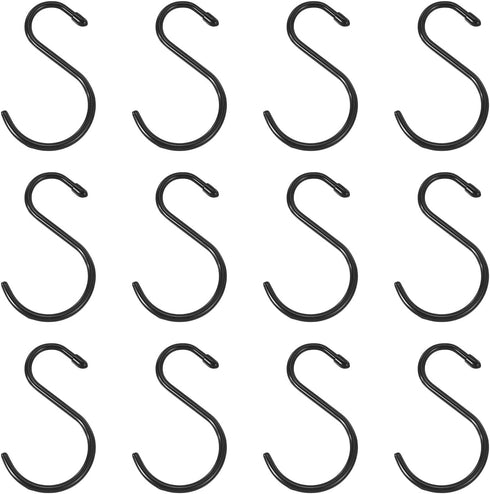 PATIKIL 4" S Shaped Hooks, 12 Pack Multipurpose S Hanging Hooks for Hanging Items in Your Home, Garage, Workshop, Black...