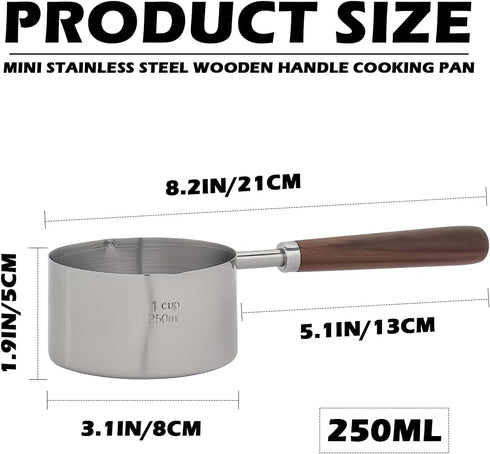 Saucepan with Pour Spouts Stainless Steel Handheld Oil Pan Sauce Pans Small Nonstick Milk Pot Kitchen Tool Sauce Pans for Milk Butter Sauce?250ml?...