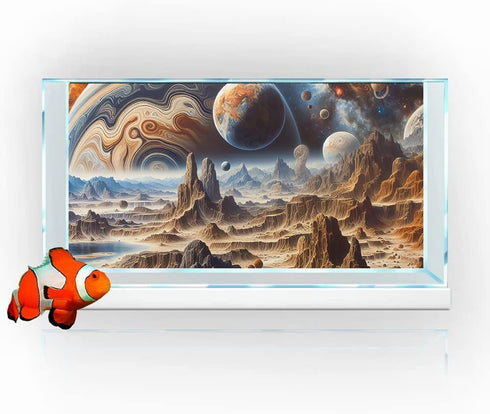 24X16IN Cosmic Spaceterrarium Background, Cool Parallel Space Themed Aquarium Reptile Habitat Background, Aquarium Background with 10EVA Double-Si...