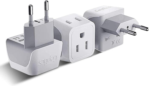 Ceptics European Travel Plug Adapter Europe Power Adaptor Charger Dual Input - Ultra Compact - Light Weight - USA to any Type C Countries such as ...