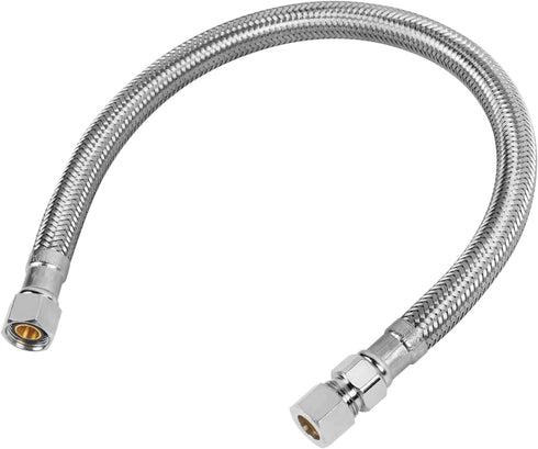 JUWO 16" Faucet Supply Line Extension, 3/8" x 3/8" Comp Stainless Steel Faucet Extension Hose Connector, For Large Sink or Longer Distance Extenti...