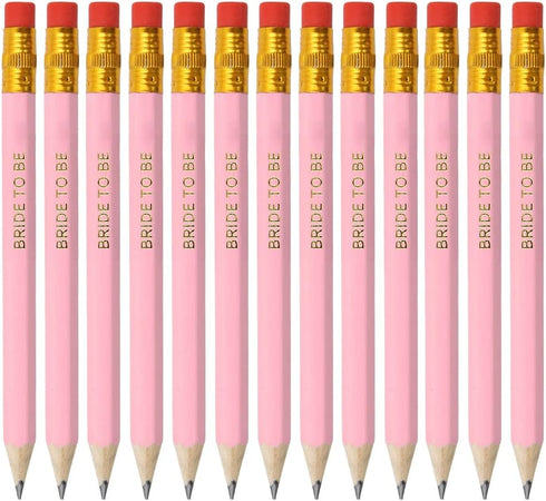 50 Pcs Pink Wedding Pencils for Bridal Shower, Wooden Half Pencils with Eraser Pre-Sharpened Mini Pre-wedding Hexagon Pre-wedding Pencil for Bride...