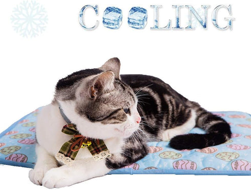 SEIS Dog Ice Pad Ice Silk Cats Kennel Mat Pet Cooling Pad Summer Cool Bamboo Mat Breathable Pad (Blue, S...