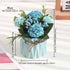 Fake Hydrangeas with Pot, Mini Hydrangea Artificial Flowers Artificial Plant in Ceramic Vase for Office Desktop Decorations (Blue)...
