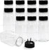 RoyalHouse 12 Pack 9.5 Oz Plastic Spice Jars with Black Cap, Clear and Safe Plastic Bottle Containers with Shaker Lids for Storing Spice, Herbs an...