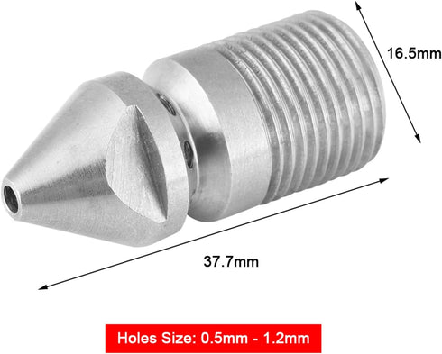 Stainless Steel Jet Nozzle, jet nozzle for pressure washer, SS304 Sewer Drain Cleaning Tool, Accessories for Pipe Washing Machine 3/8BSP Male Thre...
