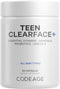 Codeage Teen Clearface Adolescent Face, Skin & Pimples, Vitamins A, C, D3, E, Pantothenic Acid, Niacin, Zinc Supplement Teenagers, Probiotics, L-L...