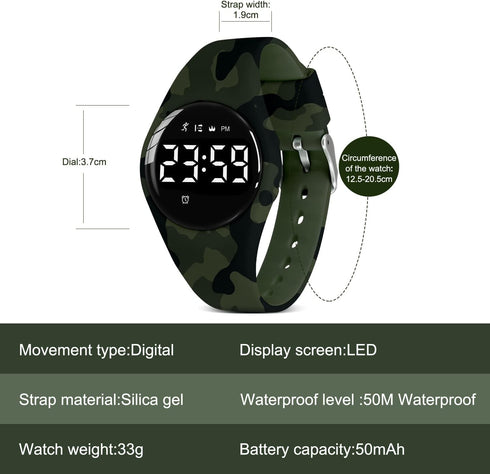 NN BEN NEVIS Kids Watch, Digital Watch for Boys Girls, Sport Watch with Fitness Tracker, Alarm Clock, Stopwatch, No App and Waterproof, Watch for ...