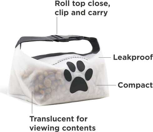 rezip Clip N' Go Pet Bowl 2-Pack | Collapsible Portable Dog Food Storage Bag and Feeding/Water Bowl | BPA-Free, Food Grade, Leakproof | Reusable, ...