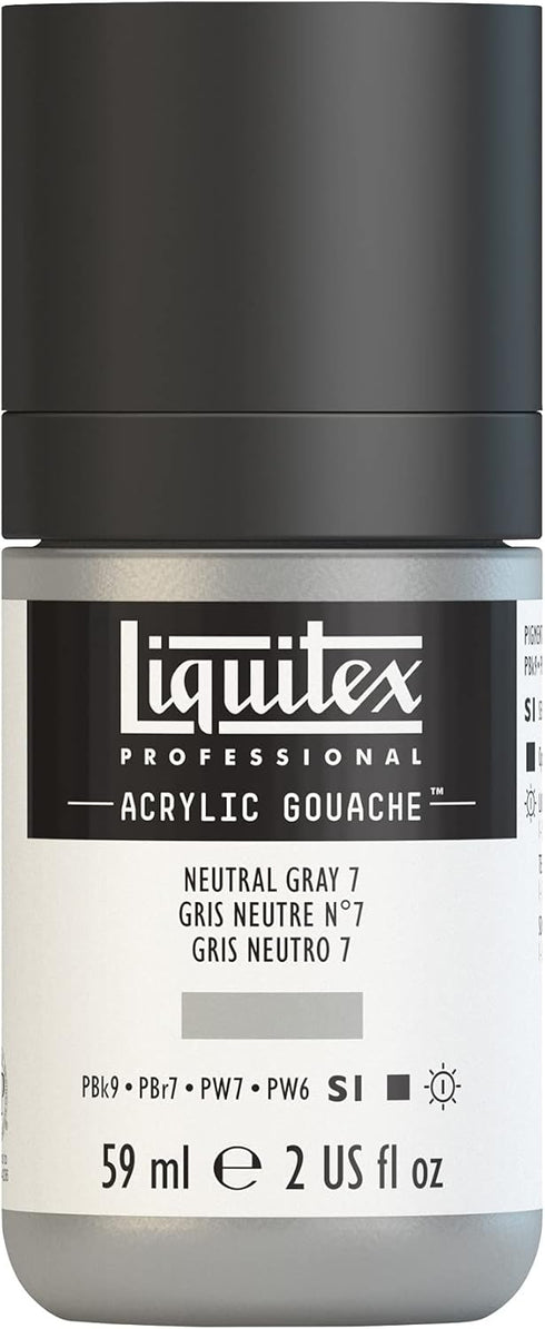 Liquitex Professional Acrylic Gouache, 2-oz (59ml) Bottle, Neutral Grey 7...