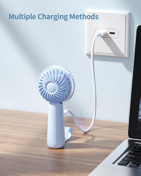 Portable Handheld Mini Fan, 3 Speeds Personal Small Fan For Makeup Eyelash, Cute Design Rechargeable Desk Fan With Non-slip Base For Travel, Bedro...