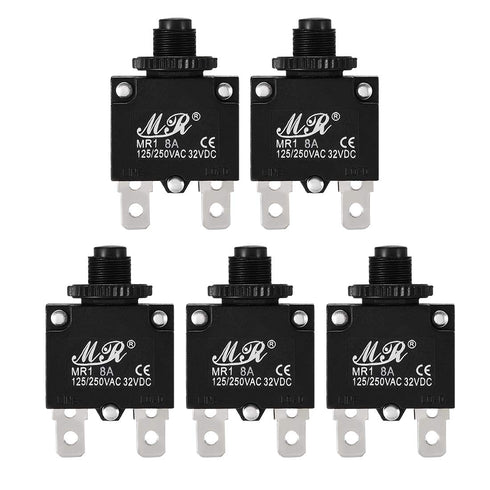 uxcell 5Pcs Thermal Overload Protector AC 125/250V 8A Push Button Reset Circuit Breaker...