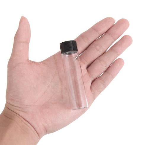 20ml Clear Glass Vials with Screw Caps and Plastic Stoppers, Small Liquid Sample Vial, Leak-Proof Vial, 12PCS...