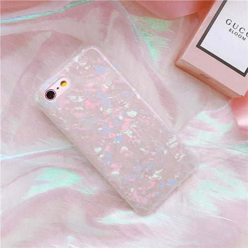 Cute Case for iPhone 7 / iPhone 8, Girls Women Glitter Translucent Shell Pattern Design Clear Slim Soft Silicone Rubber TPU Phone Case Cover Compa...
