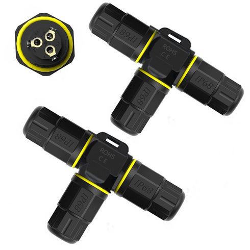 3 Way Junction Box IP68 Waterproof Electrical Junction Box 3 Pin Junction Box Outdoor Cable Connector for Underground/Outdoor Ø0.18-0.4in, Shielde...