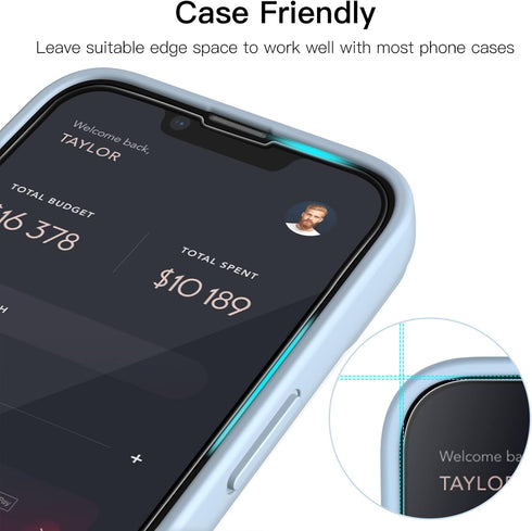 JETech Full Coverage Screen Protector for iPhone 14 6.1-Inch, Black Edge Tempered Glass Film with Easy Installation Tool, Case-Friendly, HD Clear,...