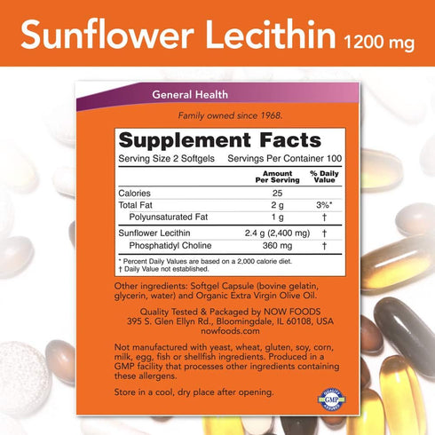 Sunflower Lecithin 1200 mg Soy-Free, Non-GMO - 200 Softgels...