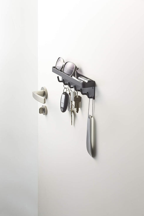 Yamazaki Home Magnetic Key Rack with Tray Steel One Size Black...