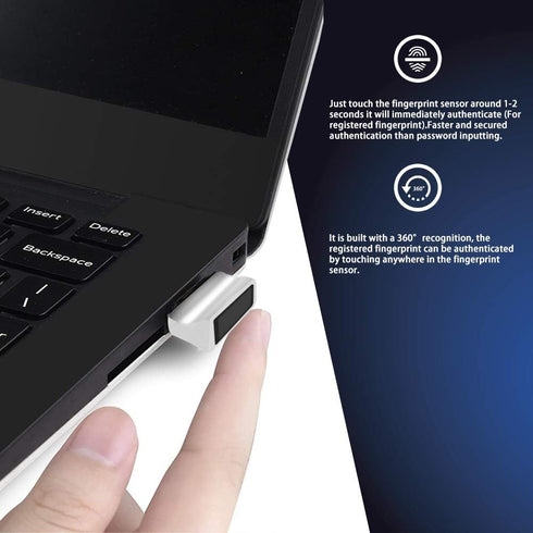 TEC Mini USB Fingerprint Reader for Windows 11/10 Hello, TEC TE-FPA2 Bio-Metric Fingerprint Scanner PC Dongle for Password-Free and File Encryptio...