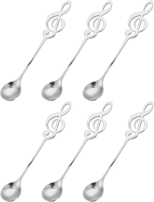 uxcell 6Pcs Stainless Steel Music Note Coffee Spoon Mini Tableware Dessert Spoons Stirring Mixing Spoon for Tea Coffee Cake, 6 Inch Silver...