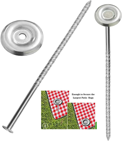 10 Count Outdoor Rv Rug Stakes, Stainless Steel Spira Patio Mats Stakes, Used for Fixing Rugs, Tents, Tarps, and RV Mats?Rv Camping Accessories fo...