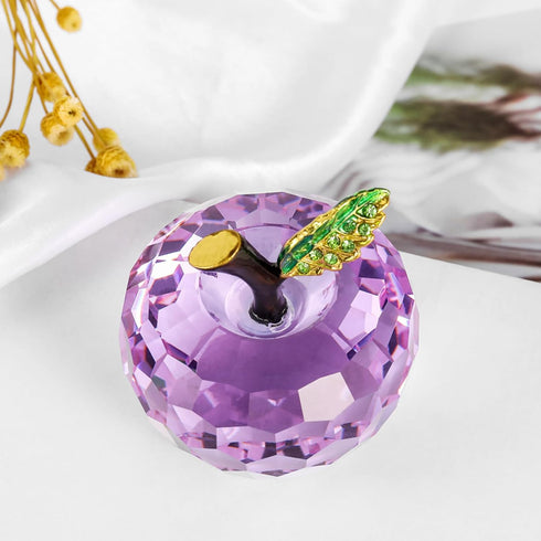 Crystal Apple Figurine Paperweight, Handmade Statue Ornament Home Decoration, Collectible Crystal Crafts, Come with Gift Box, Great Gift for Birth...