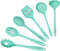 Culinary Couture Aqua Sky Silicone Cooking Utensils Set - Sturdy Steel Inner Core - Spatula, Mixing & Slotted Spoon, Ladle, Pasta Server, Drainer ...