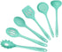 Culinary Couture Aqua Sky Silicone Cooking Utensils Set - Sturdy Steel Inner Core - Spatula, Mixing & Slotted Spoon, Ladle, Pasta Server, Drainer ...