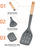 Pack of 3 Silicone Spatula, Non Stick Cooking Utensil Set, Wooden Handle Kitchen Turner for Baking Mixing Grilling Serving Food Heat Resistant, Gr...