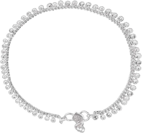 Efulgenz Indian Anklets for Women Crystal Anklet for Women Silver Indian Anklets Silver Payal for Women Oxidised Silver Jewelry Set Indian Anklet ...