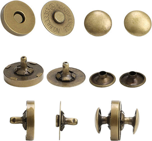Sbest 20 Sets 18MM Coppery Strong Magnetic Button Clasps,Round Magnetic Snaps Bag Button Clasps Closure Purse Handbag with Washer Nickel DIY Craft...