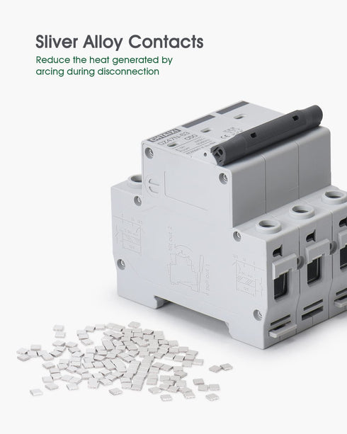 AC Miniature Circuit Breaker, 6 Amp 480V 3 Pole DIN Rail Mount Circuit Breaker, Thermal Magnetic Trip, AC Disconnect Switch MCB C6...
