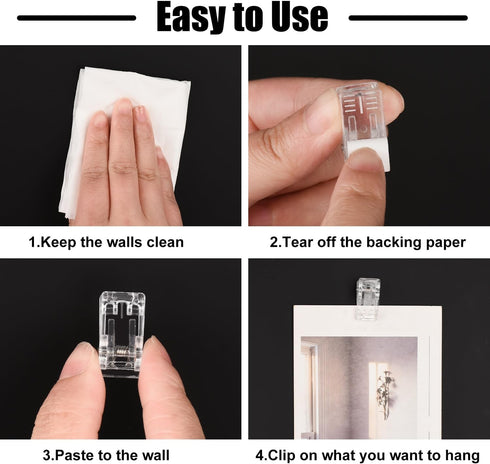 Self Adhesive Clips, 100PCS Plastic Tapestry Wall Hanging Clips for Office Home Decorations...
