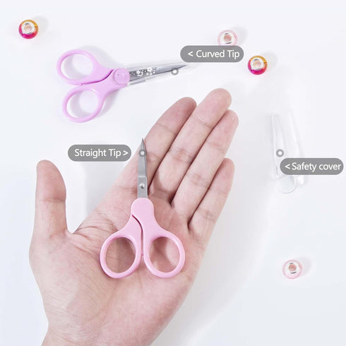 3.5" Sharp Small Craft Scissors all Purpose, Precision Straight and Curved Fine Tips for Thread Yarn Fabric Cutting, Mini Scissors with Protective...