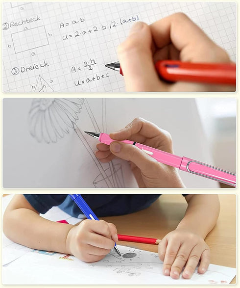 6Pcs Everlasting Pencil, Inkless Pencil Eternal with 6pcs Replacement Nibs, Inkless Pen Unlimited Writing Pencil, Reusable Erasable Pencil for Stu...