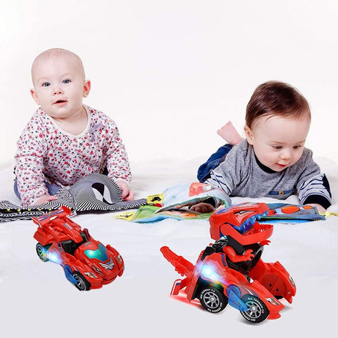 Transforming Dinosaur Toys,Transformer Toys for Kids Car for Boys age 3-5 Dino Car Dinotrux Toys for Kids with LED Light & Music Automatic Transfo...