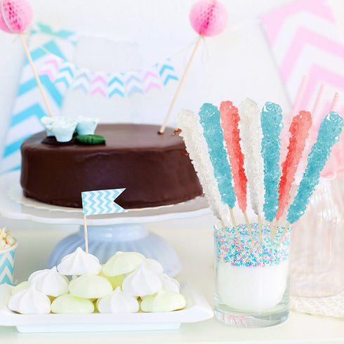 Extra Large Rock Candy Sticks: 6 Light Blue Cotton Candy Lollipop - Individually Wrapped - Espeez Rock Candy Crystal Sticks for Candy Buffet, Birt...